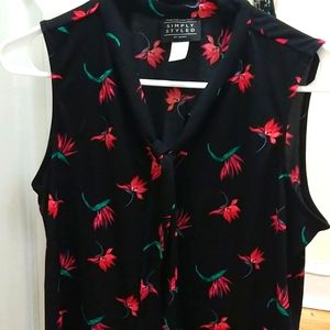 Sleeveless tie neck floral blouse